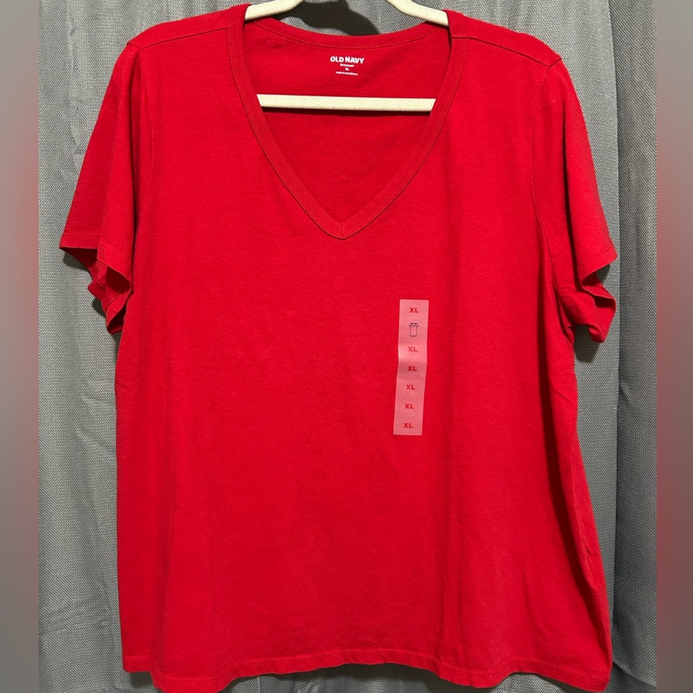 Women’s SS EW Robbie Red Jersey Knit V-Neck T-Shirt